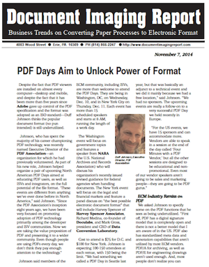 Screen shot of Document Imaging Report.