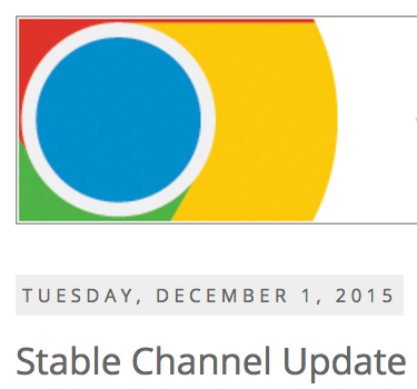 Google Stable Channel Update logo for Tuesday, December 1, 2015