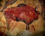 Cave painting of a bison.