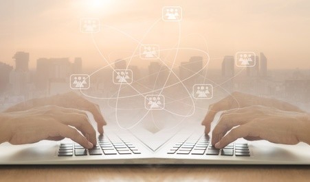 keyboards with hands typing