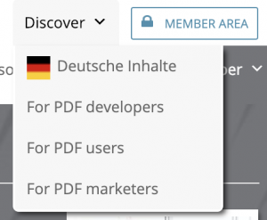 Screen shot of digest page menu item.