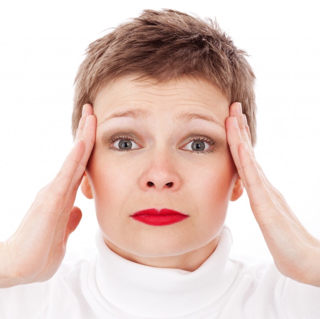 Woman showing stress.