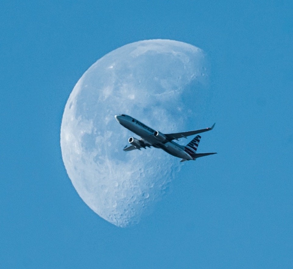 Aircraft and the moon.
