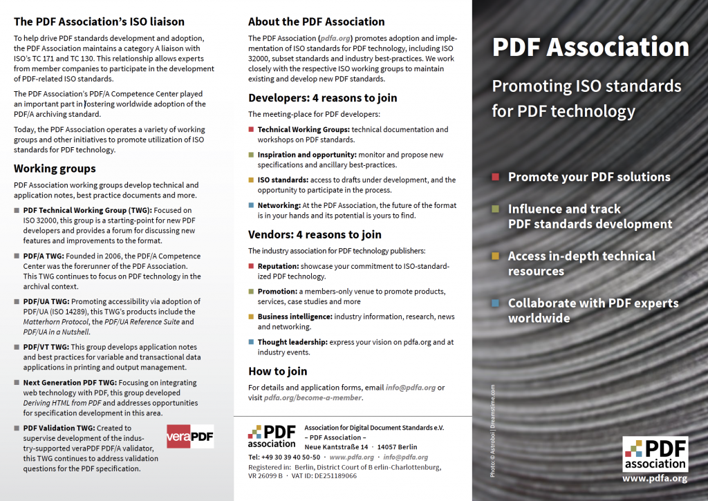 Screenshot of PDF Association flyer, page 1