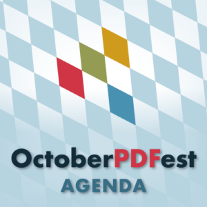 OctoberPDFest Agenda logo. 