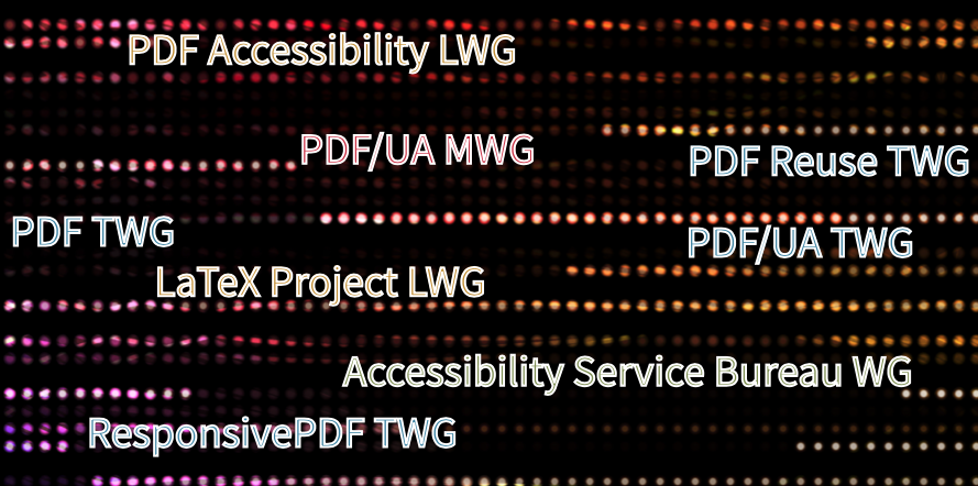 Names of various PDF Association communities.