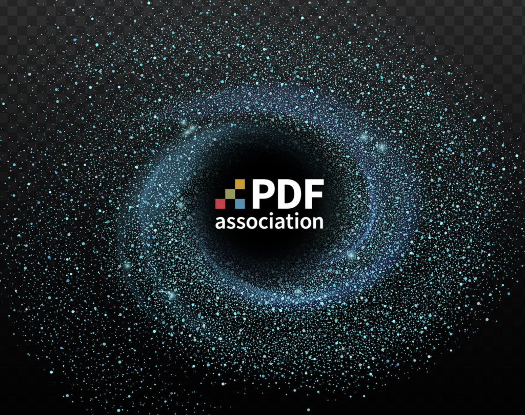 PDF Association logo at the center of it all.