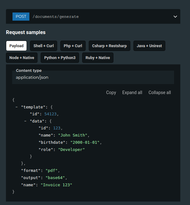 Post documents screen requesting samples