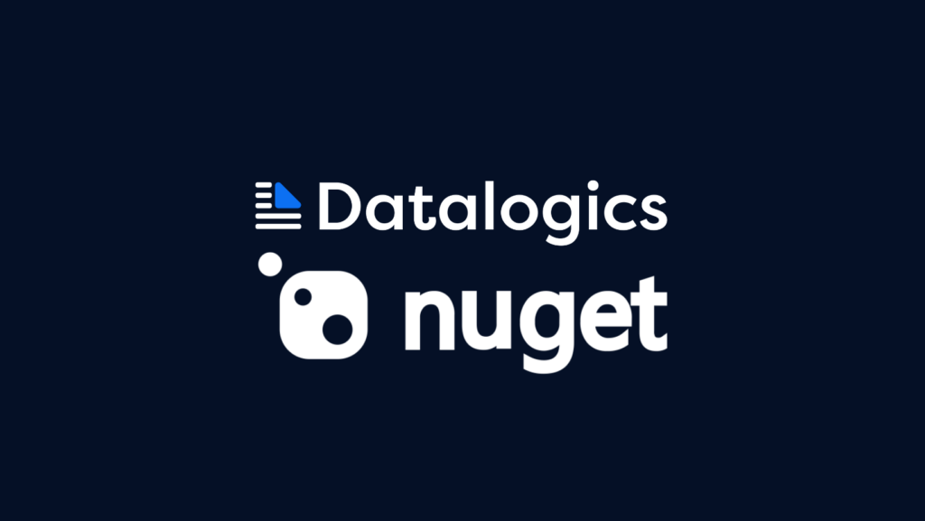 Datalogics and nuget logos in white on black background