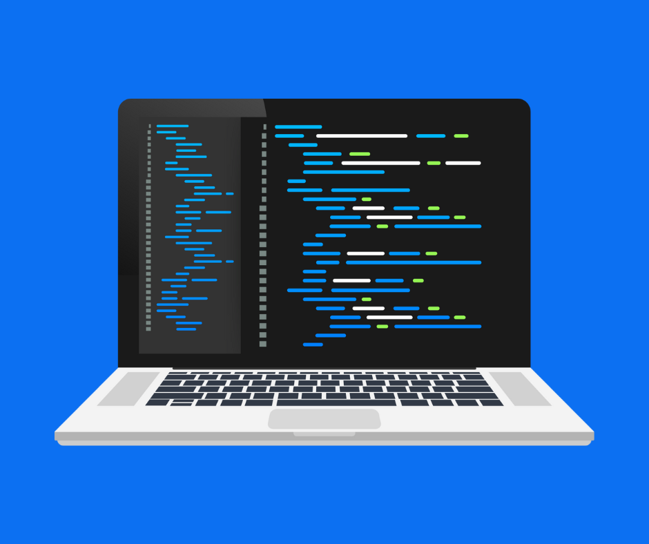 Laptop with computer code on the screen