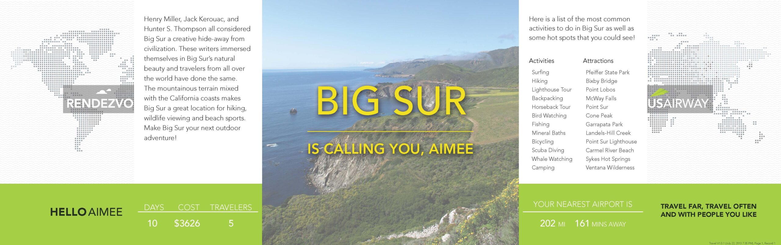 Photo with North and South America map on left side and Europe and Asia on the other side. Photo of Big Sir in center.