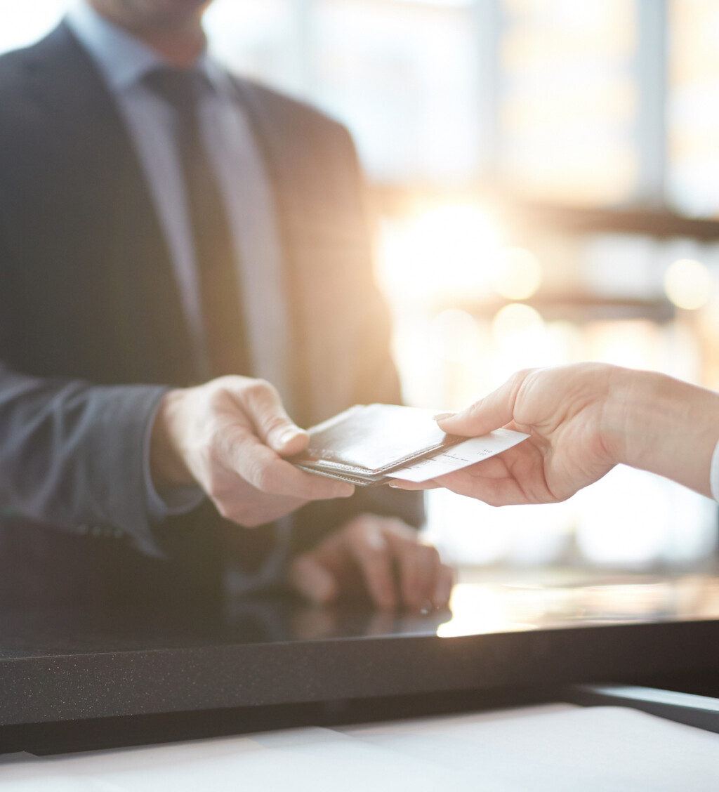 People exchange credentials.