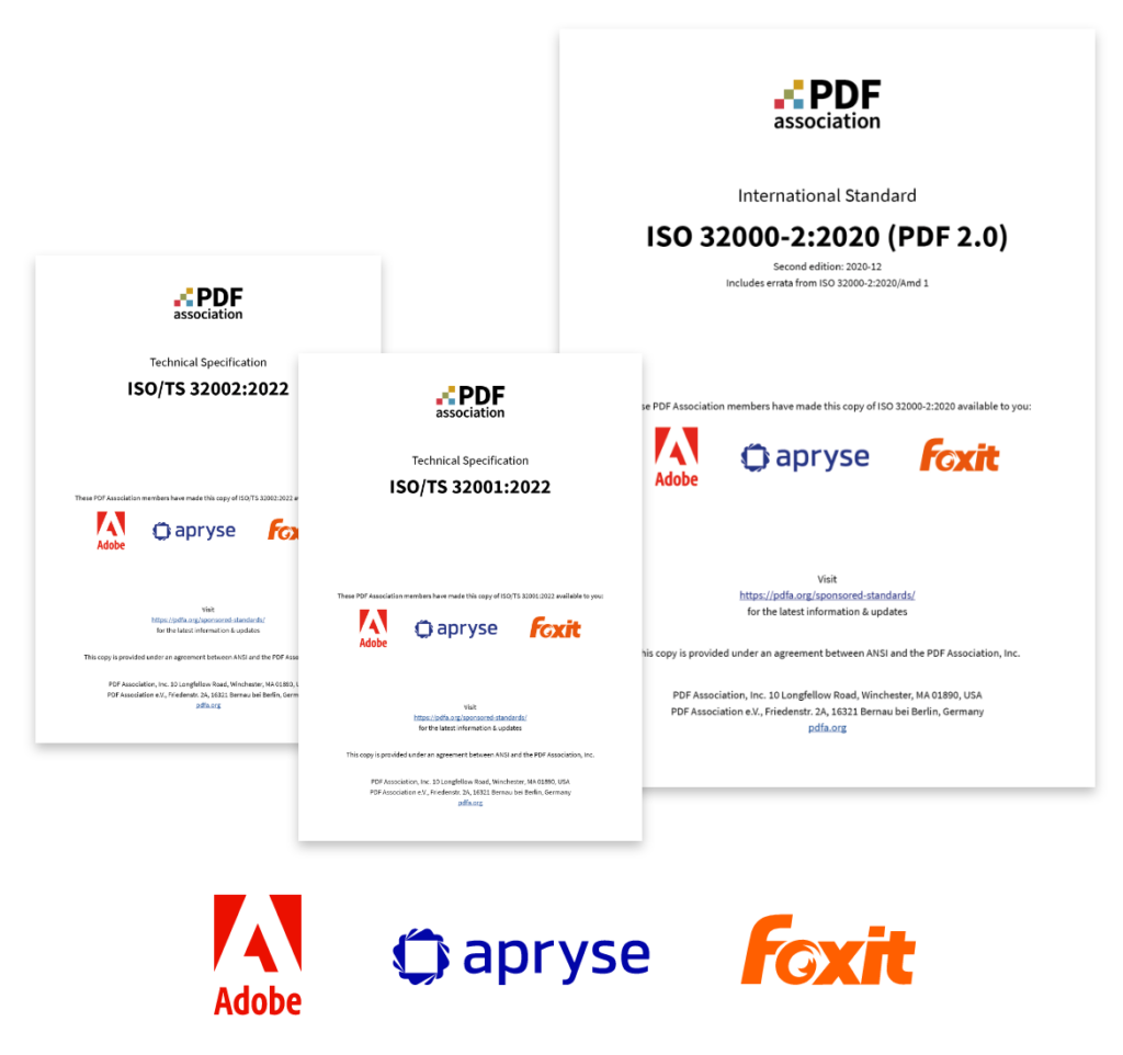 ISO 32000 sponsored by Adobe, Apryse and Foxit.